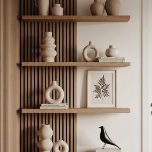 ভার্টিক্যাল স্ল্যাট ওয়াল ডেকোর শেলফ